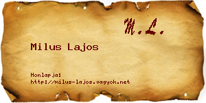 Milus Lajos névjegykártya